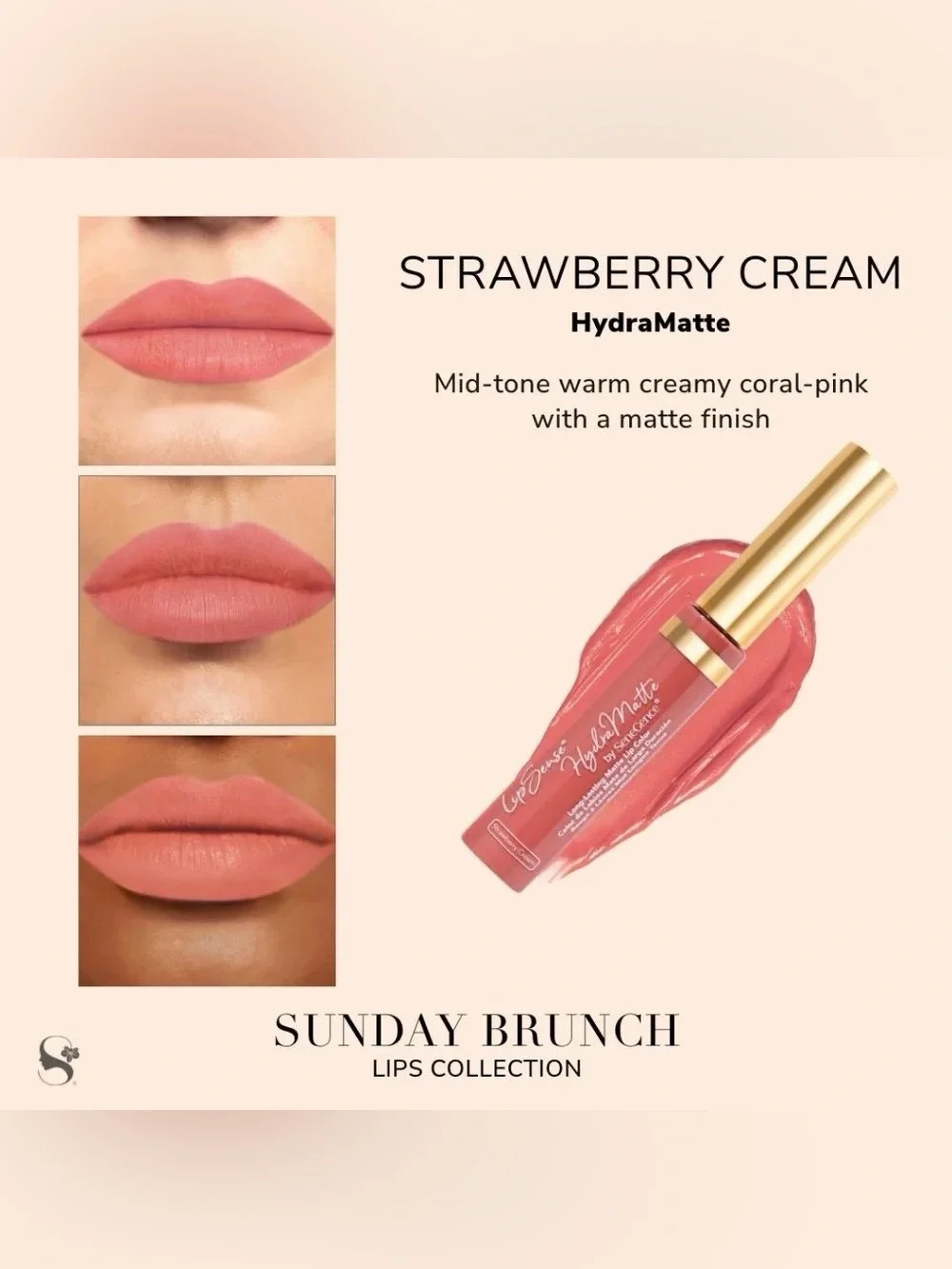LipSense HydraMatte Strawberry Cream - Coral Pink